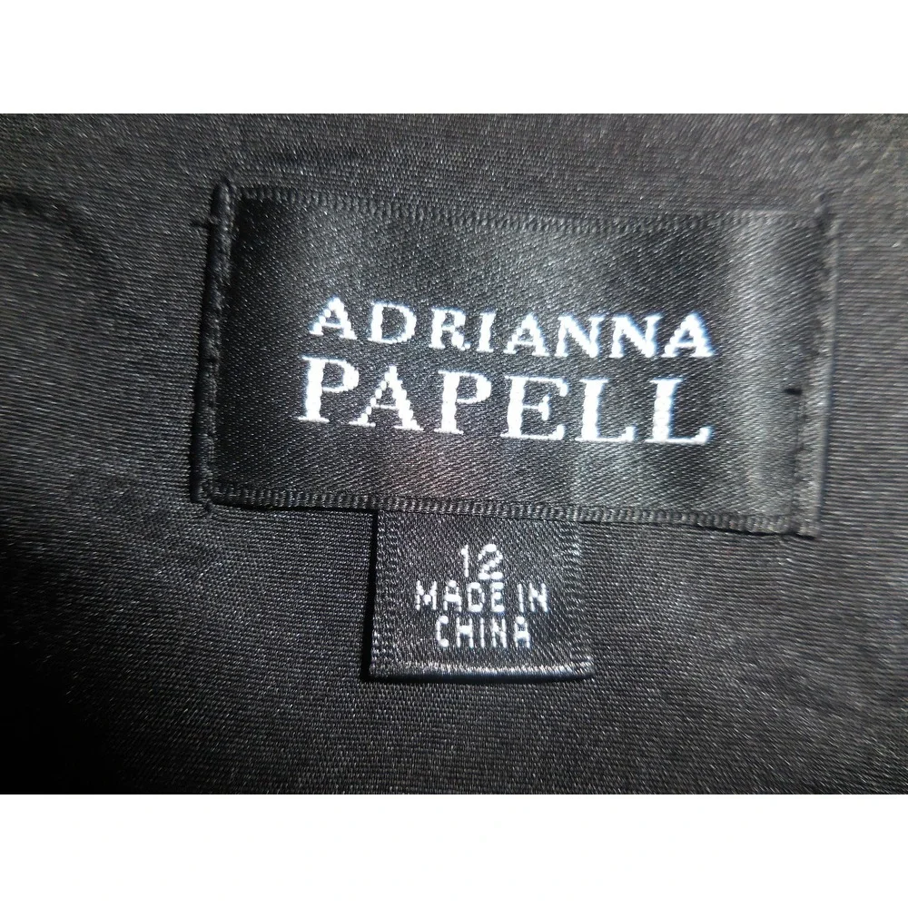 Adrianna Papell Size 12 Cap Sleeve Black Ivory Cotton Blend  EC - Picture 7 of 7